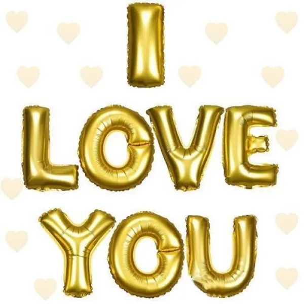 I LOVE YOU Folyo Balon Gold (35 cm)