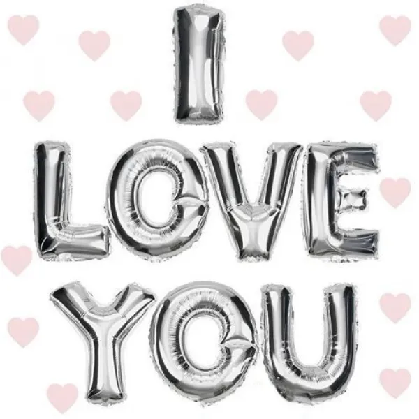 I LOVE YOU Folyo Balon Gümüş (35 cm)