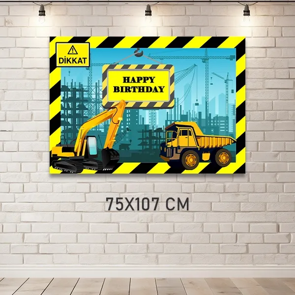 İnşaat Doğum Günü Parti Afişi (75x107 cm)