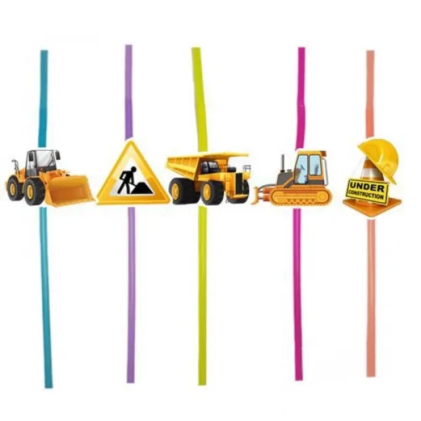 İnşaat Temalı Artistik Pipet (10 Adet)