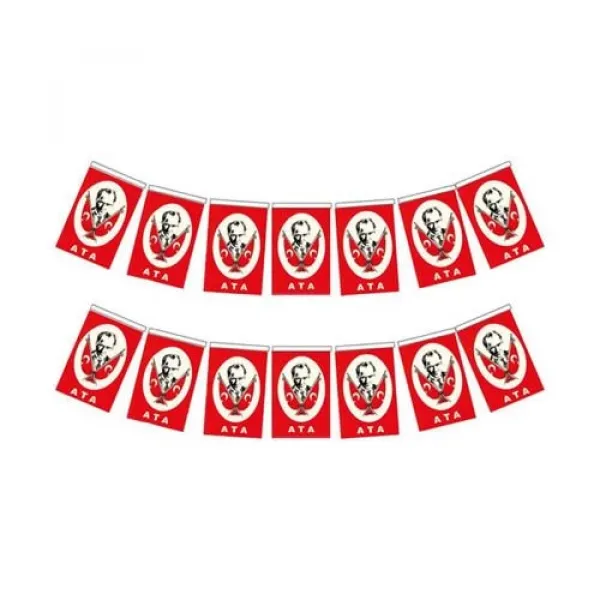 İpli Atatürklü Bayrak Orta Boy (13x8 cm - 40lı)
