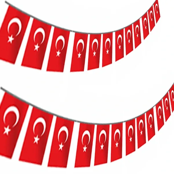 İpli Türk Bayrağı (Ay Yıldız) Büyük Boy (19x11 cm 40lı)