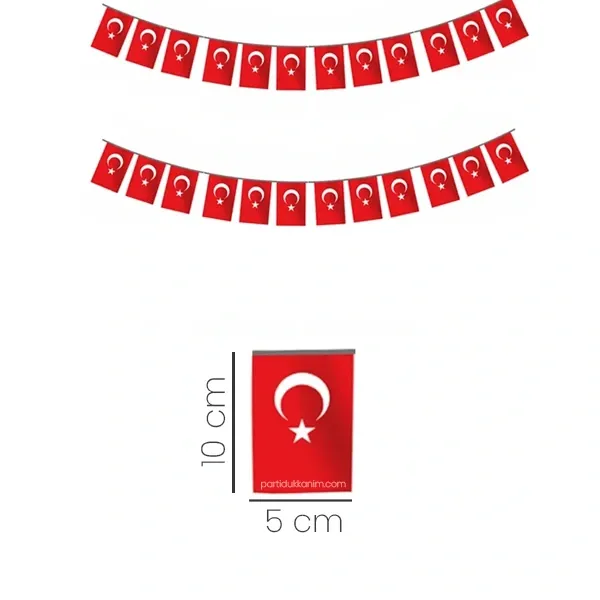 İpli Türk Bayrağı (Ay Yıldız) Mini Boy (10x5 cm - 40lı)