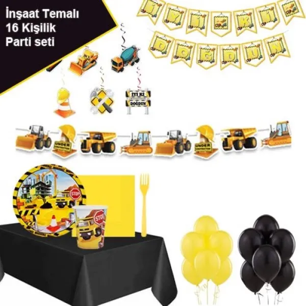İş Makineleri Parti Seti 16 Kişilik