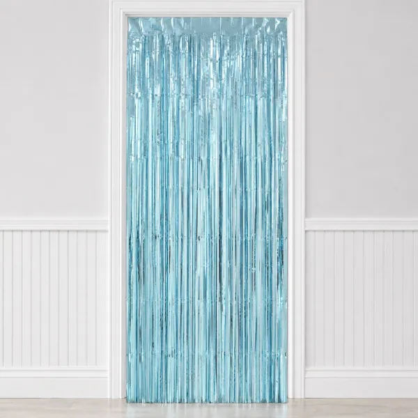 Işıltılı Duvar ve Kapı Perdesi Açık Mavi (90x200 cm)