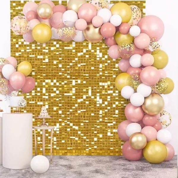 Işıltılı Pul Panel Arka Fon Gold (210x210 cm)