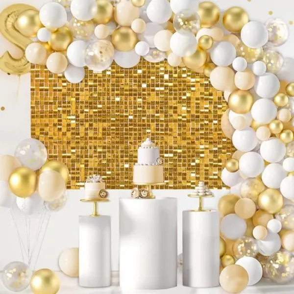 Işıltılı Pul Panel Arka Fon Gold (210x210 cm)