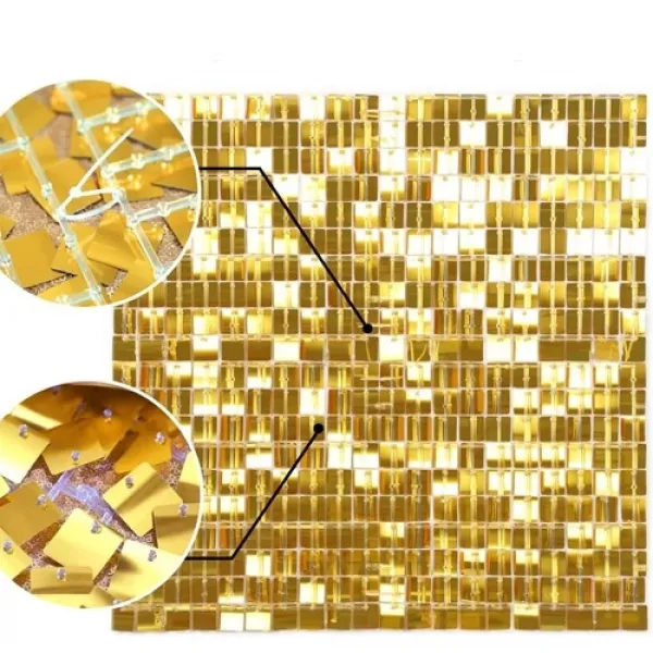 Işıltılı Pul Panel Arka Fon Gold (210x210 cm)