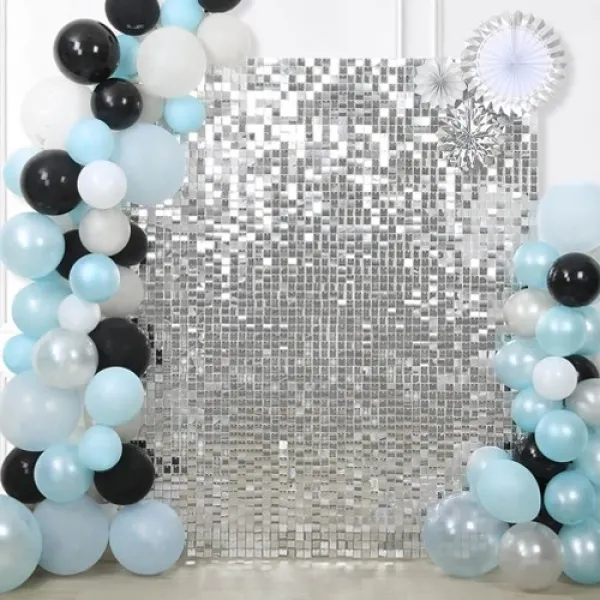 Işıltılı Pul Panel Arka Fon Gümüş (210x210 cm)