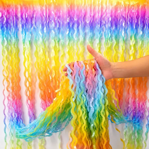 İthal Gökkuşağı Dalgalı Makaron Kapı Perdesi (100x200 cm)