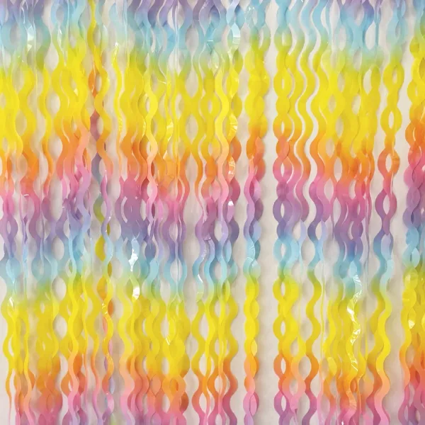 İthal Gökkuşağı Dalgalı Makaron Kapı Perdesi (100x200 cm)