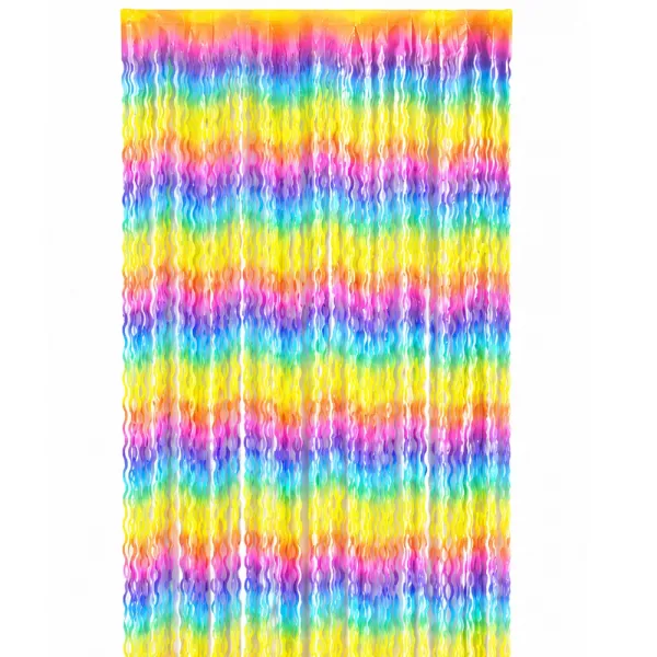 İthal Gökkuşağı Dalgalı Makaron Kapı Perdesi (100x200 cm)