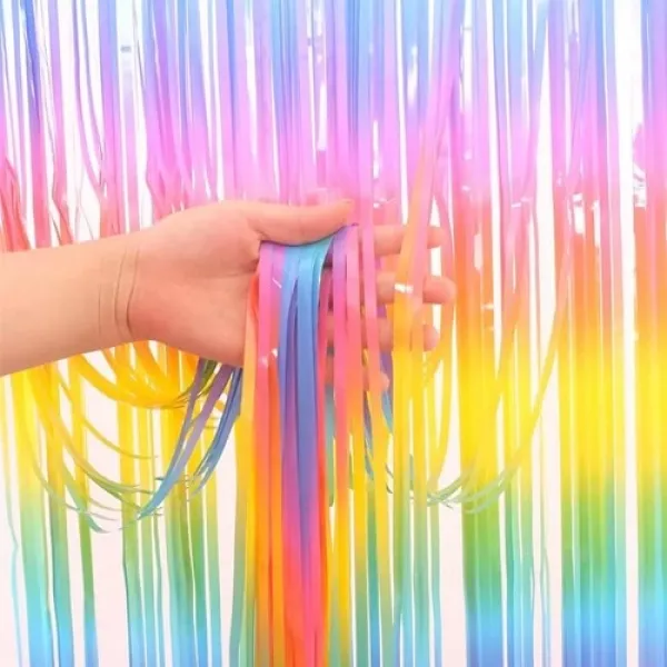 İthal Gökkuşağı Renkli Makaron Kapı Perdesi 100*200 cm
