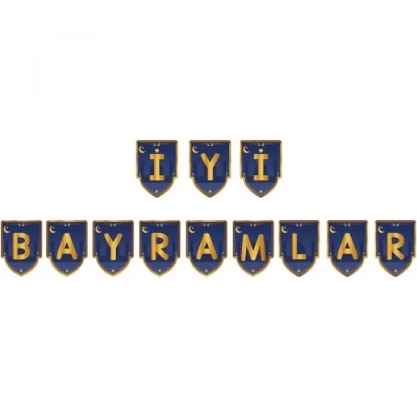 İyi Bayramlar Yazısı Mavi Gold 160 cm