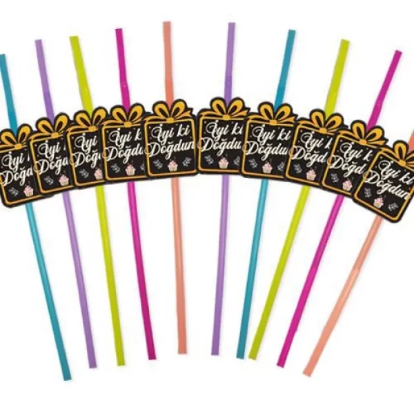 İyi Ki Doğdun Artistik Pipet 10 Adet