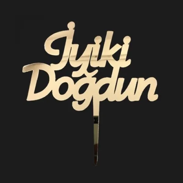 İyi ki Doğdun Pleksi Pasta Süsü Gold (14x12 cm)