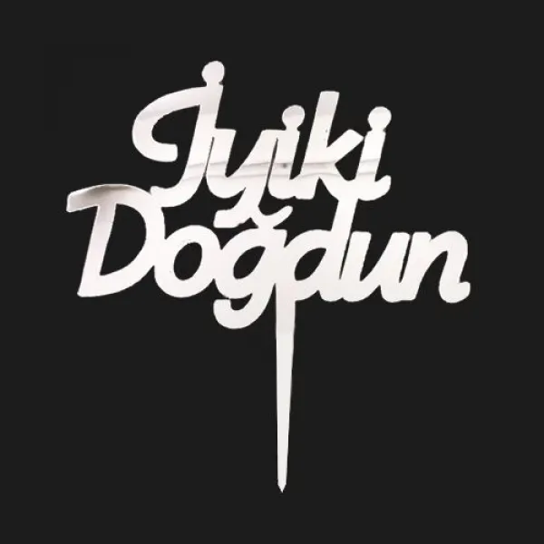 İyi ki Doğdun Pleksi Pasta Süsü Gümüş (17x12 cm)