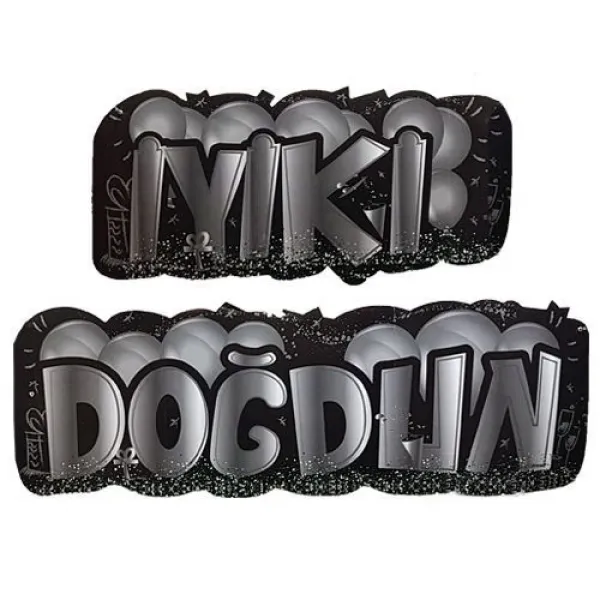 İyi ki Doğdun Yazısı Siyah Gümüş (115*23 cm)