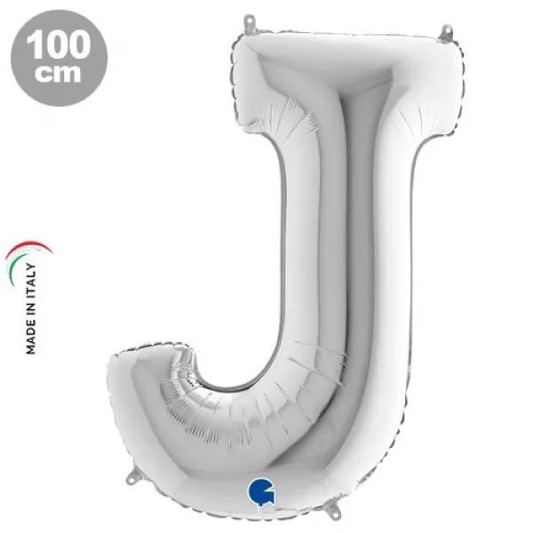 J Harf Folyo Balon – Gümüş – 100 cm (40 inch)