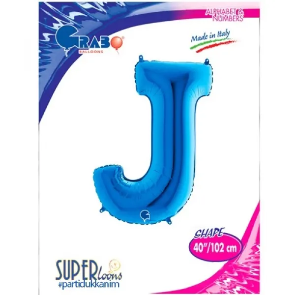 J Harf Folyo Balon – Mavi – 100 cm (40 inch)