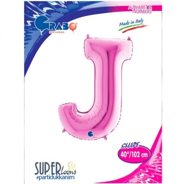 J Harf Folyo Balon – Pembe – 100 cm (40 inch)