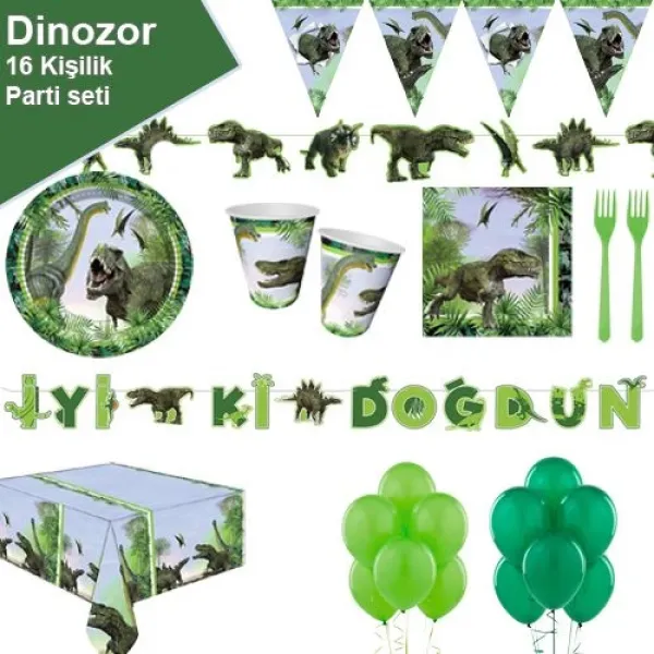 Jurassic Dinozor Ekonomik Parti Seti 16 Kişilik