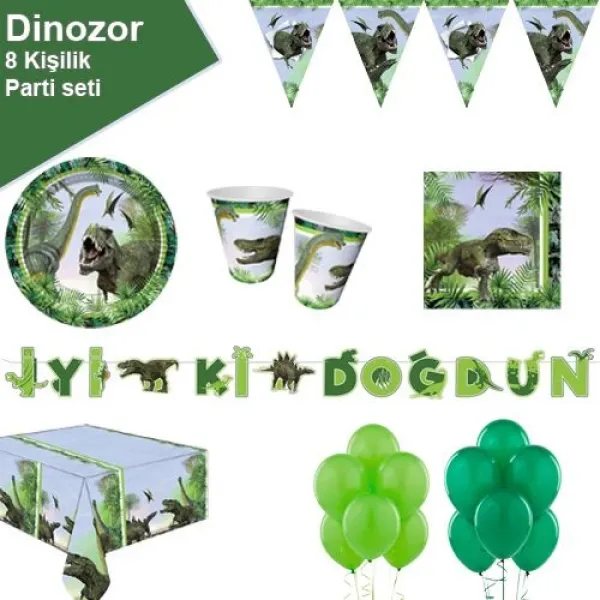 Jurassic Dinozor Ekonomik Parti Seti 8 Kişilik