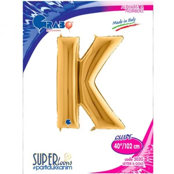 K Harf Folyo Balon – Gold – 100 cm (40 inch)