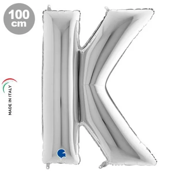 K Harf Folyo Balon – Gümüş – 100 cm (40 inch)