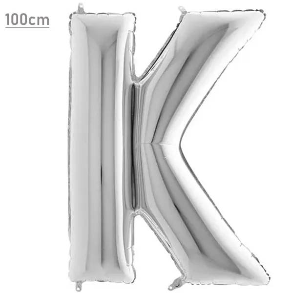 K Harf Folyo Balon – Gümüş – 100 cm (40 inch)