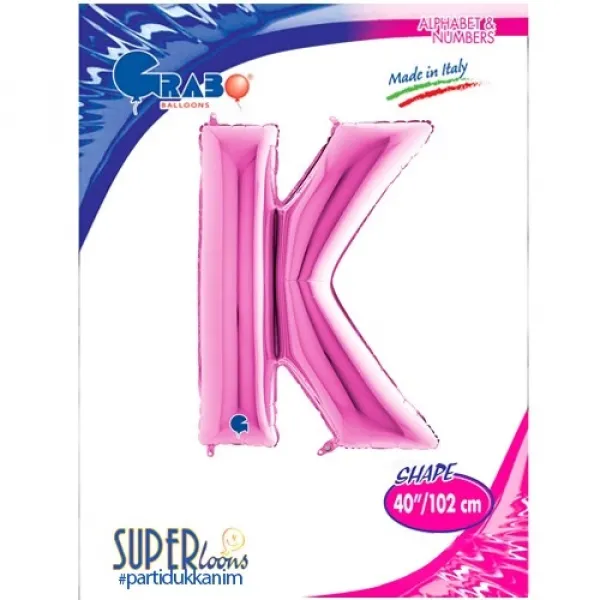 K Harf Folyo Balon – Pembe – 100 cm (40 inch)