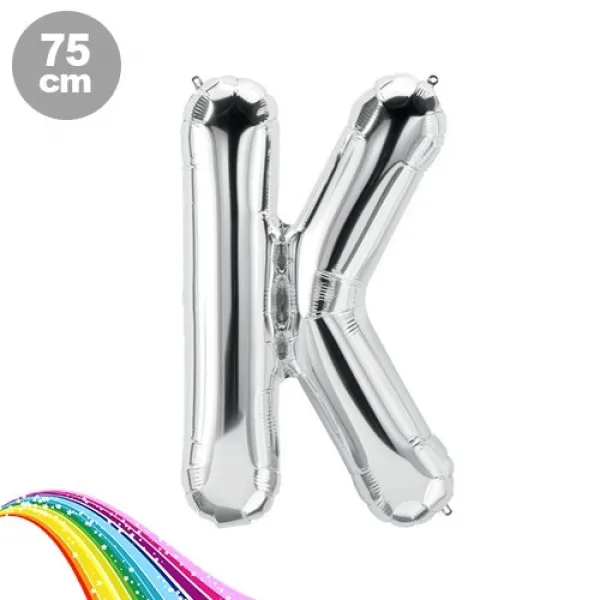K - Harfi Folyo Balon Gümüş (75 cm)