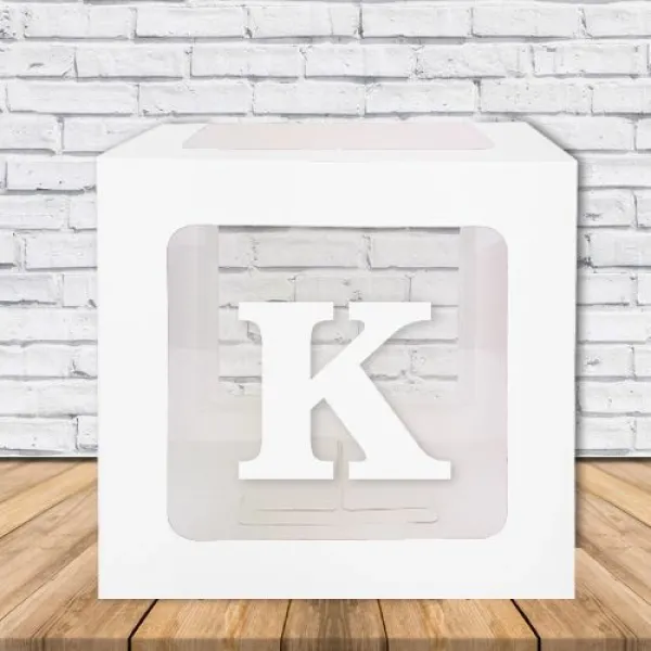 K - Harfi Şeffaf Kutu Beyaz 25 cm