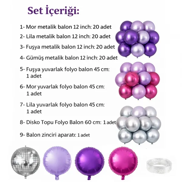 K-Pop Demon Hunters Uyumlu Balon Zinciri Seti