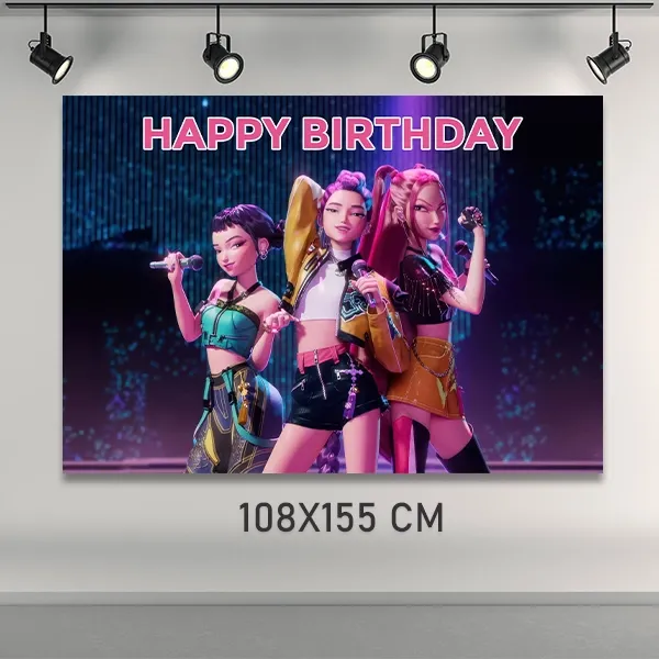 K-Pop Demon Hunters Doğum Günü Parti Afişi (108x155 cm)