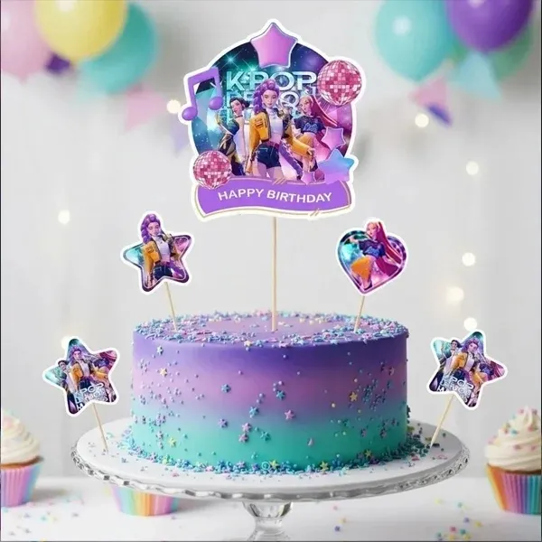 K-Pop Demon Hunters Doğum Günü Pasta Süsü
