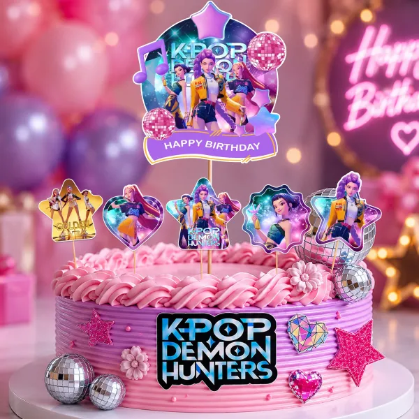 K-Pop Demon Hunters Doğum Günü Pasta Süsü