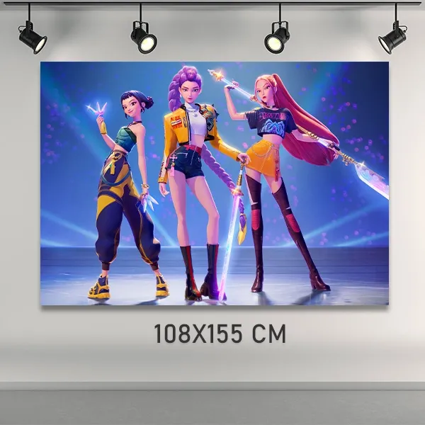 K-Pop Huntrix Doğum Günü Parti Afişi (108x155 cm)