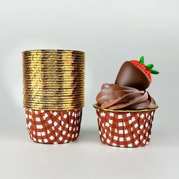 Kahverengi Pötikare Desenli Muffin Kek Kapsülü (25 adet)