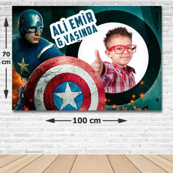 Kaptan Amerika Doğum Günü Parti Afişi 70*100 cm