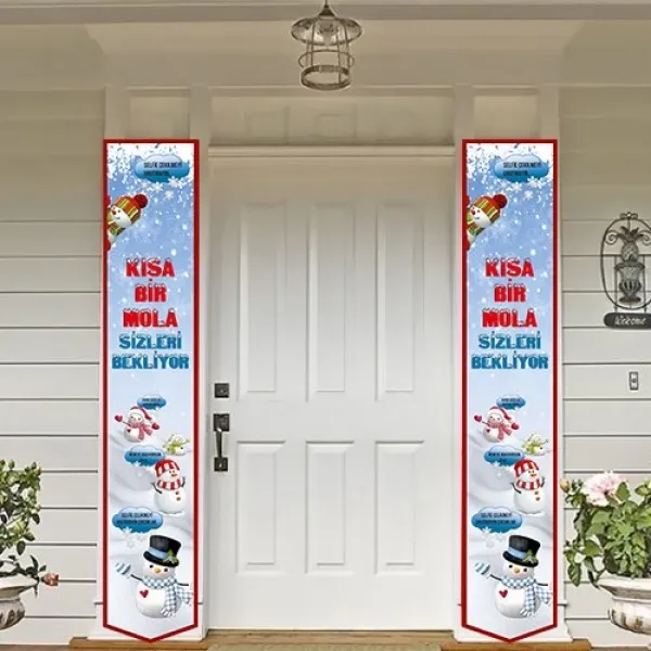 Kardan Adam Temalı Kısa Bir Mola Sömestr Asma Afiş (2li 155x30 cm)