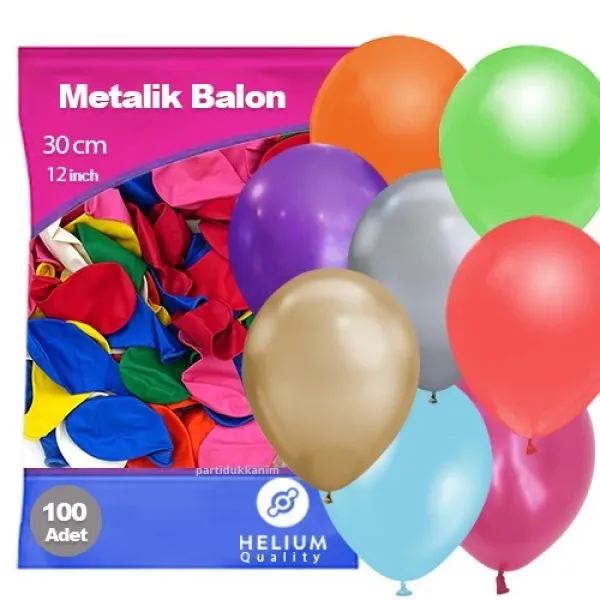 Karışık Balon Metalik 100 Adet