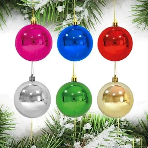 Karışık Renk Top Yılbaşı Ağaç Süsü 6 Adet 5 cm
