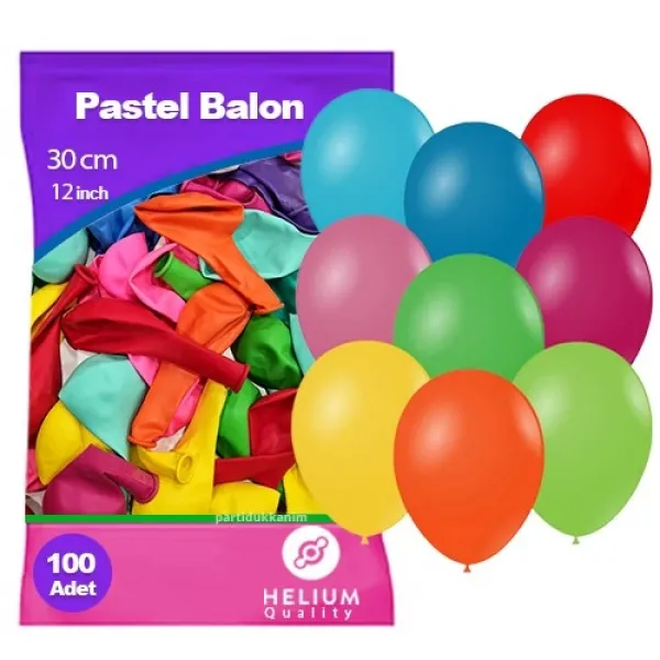 Karışık Renkli Pastel Balon 100 Adet