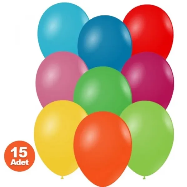 Karışık Renkli Pastel Balon 15 Adet