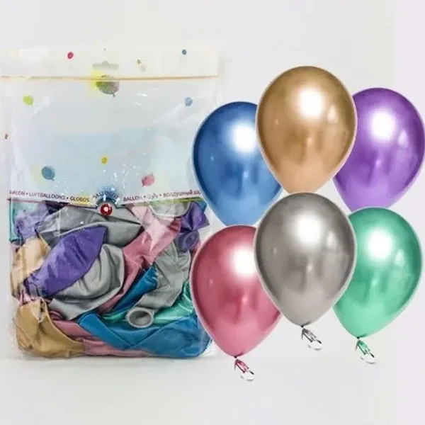 Karışık Renkli Krom Balon 50 Adet (30 cm)