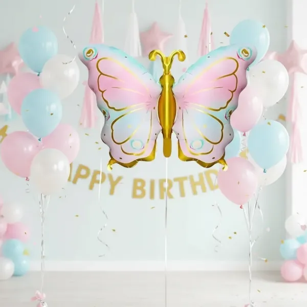 Kelebek Folyo Balon Pembe Gold (51x54 cm)