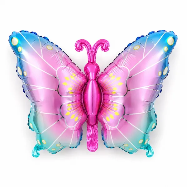 Kelebek Folyo Balon Pembe Mavi (78x51 cm)
