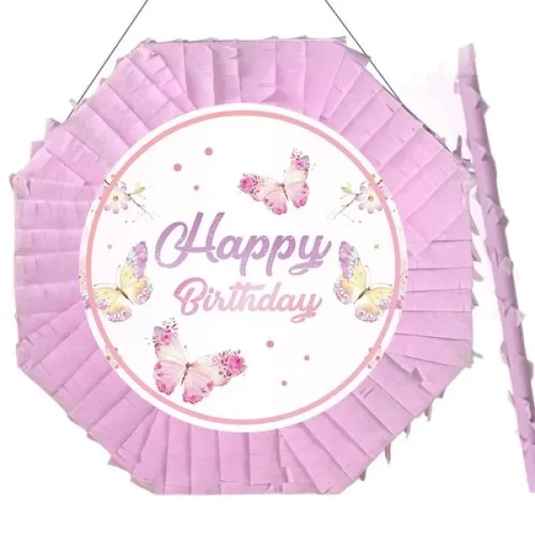 Kelebek Pinyata Pembe 42 cm + Sopası