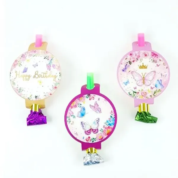 Kelebek Temalı Parti Düdüğü (6 adet)